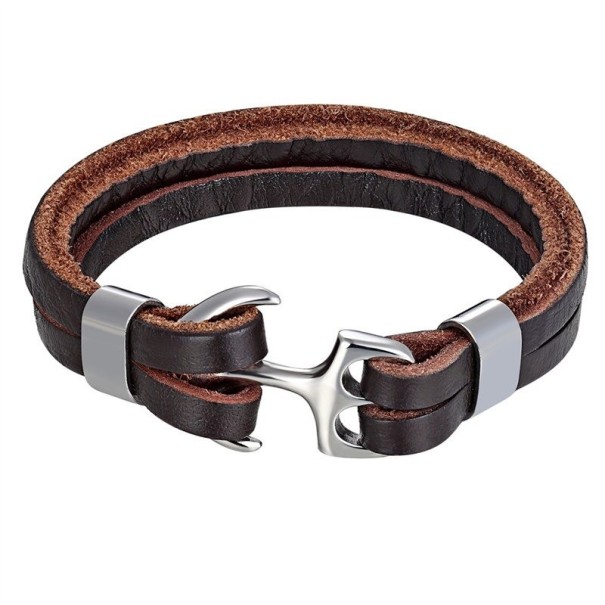 Kožený náramok s kotvou 17 cm 5