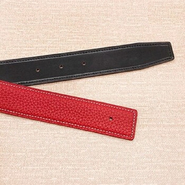 Kožený pásek bez spony červená 115 cm