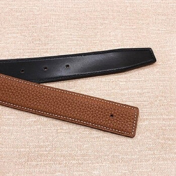 Kožený pásek bez spony hnědá 110 cm