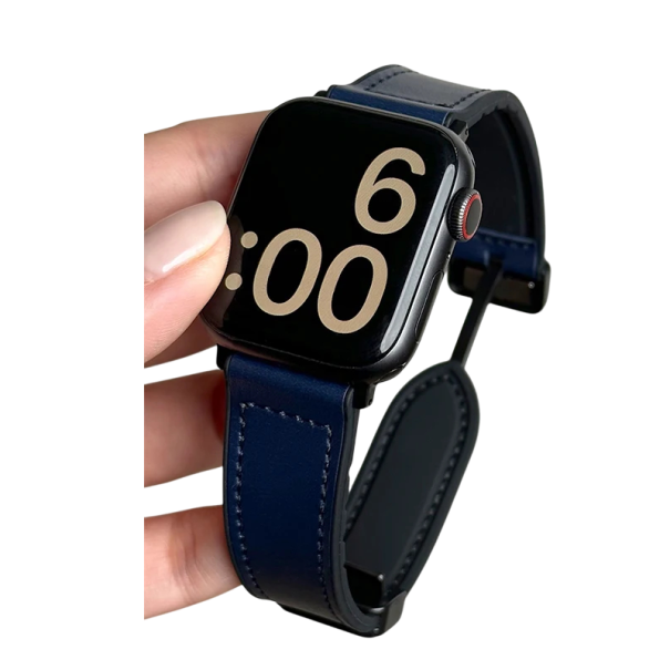 Kožený silikonový řemínek 38 40 41 mm pro Apple Watch series 1–10 SE SE2 Elegantní pásek s klasickou přezkou Pohodlné dvouvrstvé provedení modrá