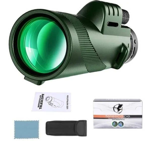 Krachtige monoculaire HD-verrekijker Draagbare verrekijker Langeafstandsverrekijker 80x100mm groen