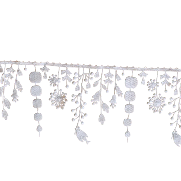 Krajková látka so strapcami 10 cm x 91 cm Polyesterová dekoratívna krajka so strapcami na šitie zdobenie odevov kostýmov handmade dekorácie biela