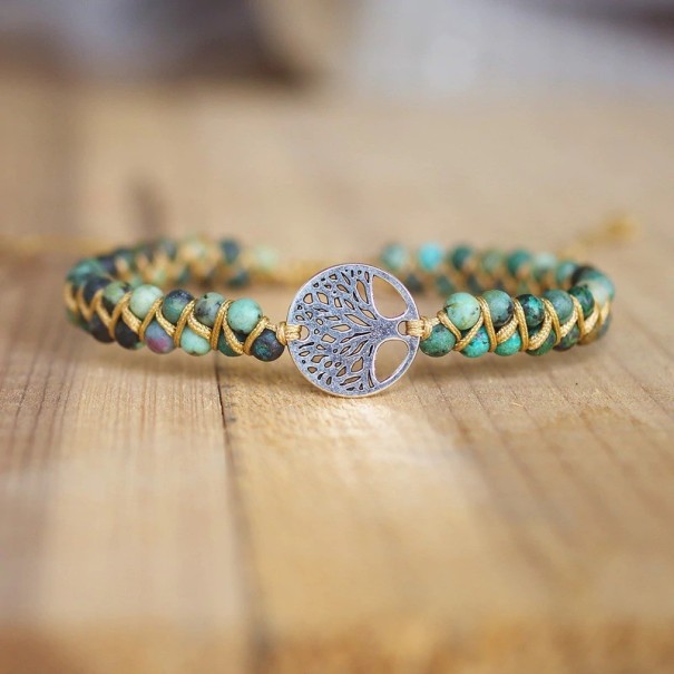 Kralenarmband met boom oudroze 18 cm