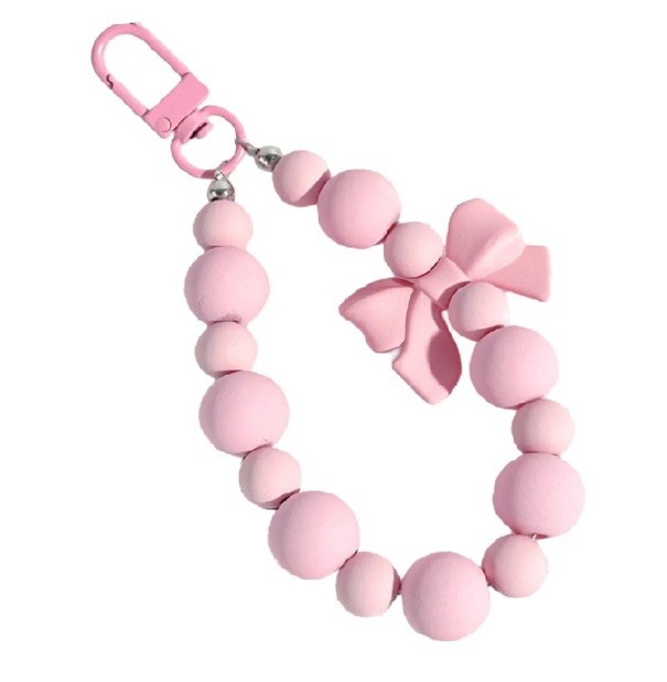 Kralenketting voor mobiele telefoon 12,5 cm Roze decoratieve strap voor telefoon Sleutelhanger voor mobiele telefoon Stijlvolle accessoire 1