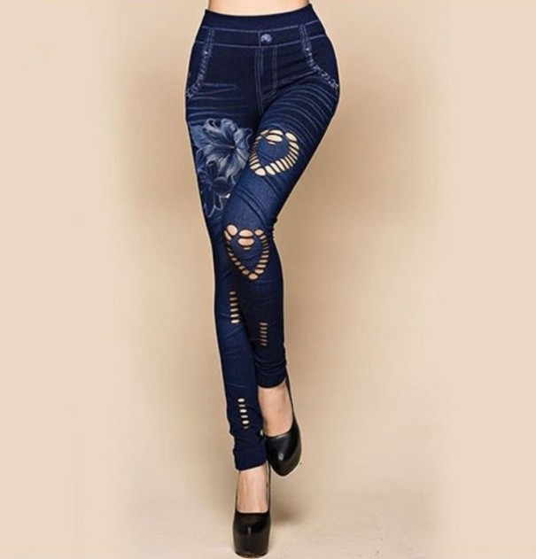Krásné dámské džíny s dírami univerzální velikosti J699 1