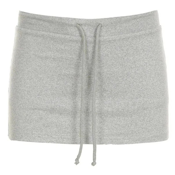 Krátka retro mini sukňa so šnurovaním Elegantná ležérna sukňa pre ženy Štýlová áčková sukňa s vysokým pásom na každodenné nosenie sivá S