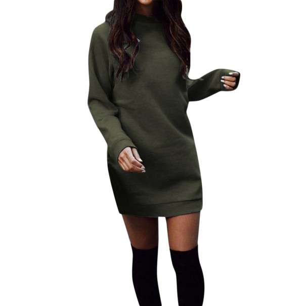 Krátke svetrové šaty tmavo zelená XL