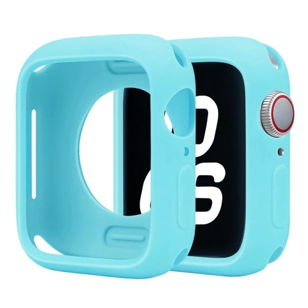 Kratzfester Rahmen für Apple Watch 44 mm Series 6 5 4 SE Weicher Silikonstoßschutz Schutzhülle iWatch Robuster Cover hellblau