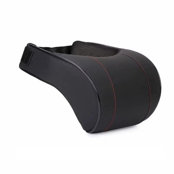 Krční polštář do auta paměťová pěna cca 18 × 28 × 9 cm potah z umělé kůže černý opěrka hlavy pro pohodlné cestování 1