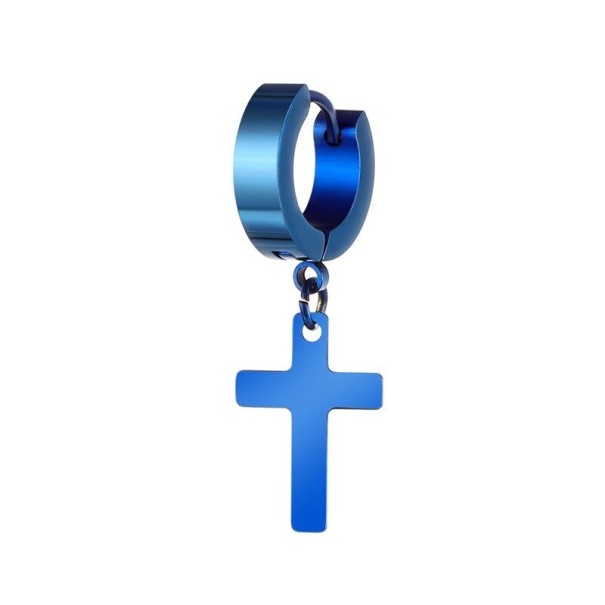 Kreisförmiger Ohrring mit Anhänger blau