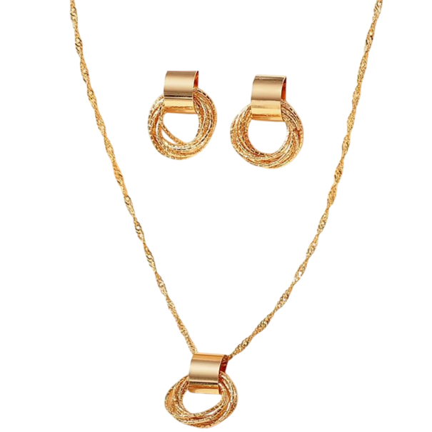 Kreisförmiges Design Ohrringe und Halskette 43+5 cm 2.3 cm Kupfer Schmuckset für Frauen Elegantes abgestimmtes Set für Partys Hochzeiten golden