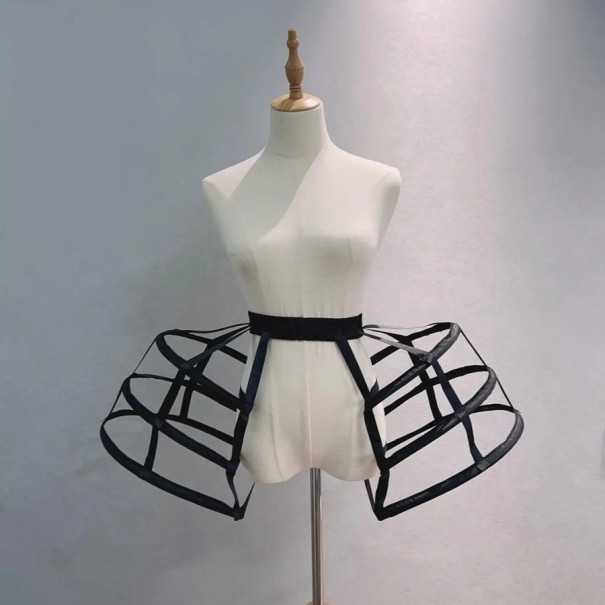 Krinolină talie 50–90 cm lungime 38 cm Spodniță circulară cu structură cu obroci pentru rochii de mireasă și de bal pentru volum negru
