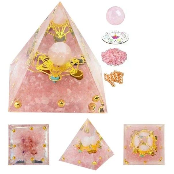 Kristallpyramide 5x5 cm mit Rosenquarz Rosa Chakra-Pyramide Liebe und Herzenergie Herzgesundheit Emotionale Harmonie 1