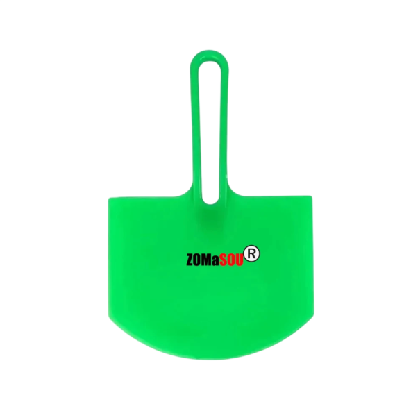 Krökt spackelspade 24,5 × 16 cm plastgrön skopa för gips och puts för applicering och utjämning av material 1