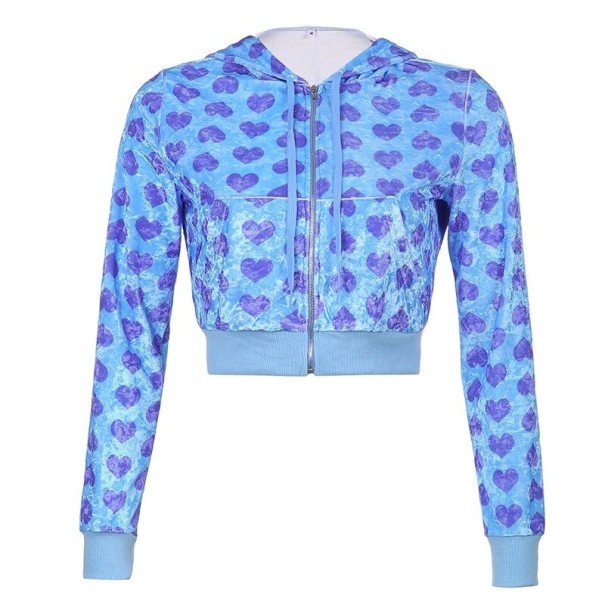 Krótka bluza damska P1475 niebieski S