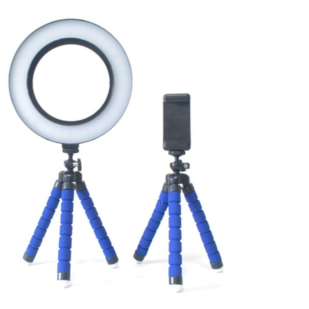 Kruhové LED svetlo 16 cm sa statívy A2999 modrá
