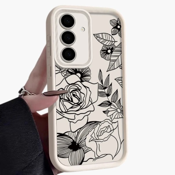 Kryt na telefón Samsung Galaxy S25 Edge S motívom kvetín a ruží Silikónové puzdro na mobil Kvetinový obal pre Galaxy S25 Edge biela