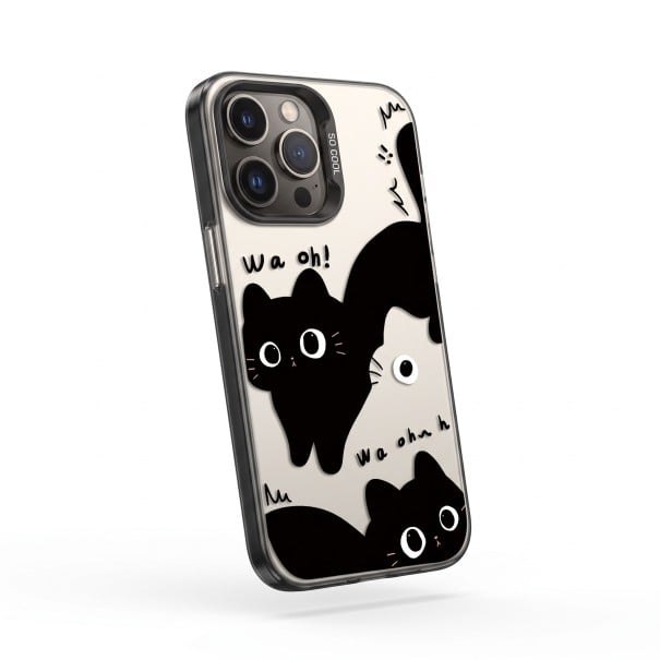 Kryt s kočkami na Samsung Galaxy A16 5G Odolný a ultra tenký Matný Šedý s černými kočkami Černé hrany Ochrana fotoaparátu Na každý den 1