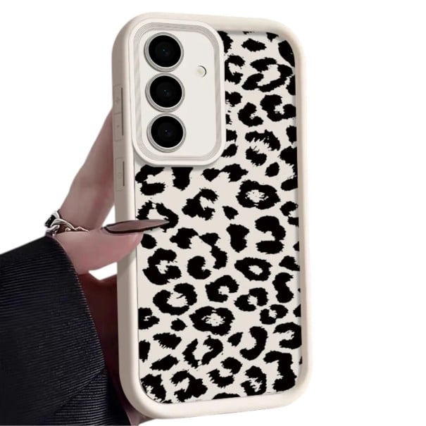 Kryt voor Samsung Galaxy S26 Ultra Leopardprint Siliconen hoes voor mobiel Samsung S26 Ultra Hoes met dierenpatroon Camera bescherming wit