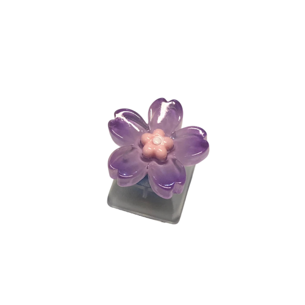 Krytka na klávesu květinový design průhledná křížová osa fialová růžová artisan keycap pro mechanickou klávesnici MX switch fialová