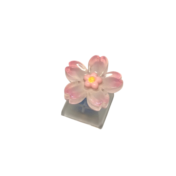 Krytka na klávesu květinový design průhledná křížová osa fialová růžová artisan keycap pro mechanickou klávesnici MX switch světle růžová