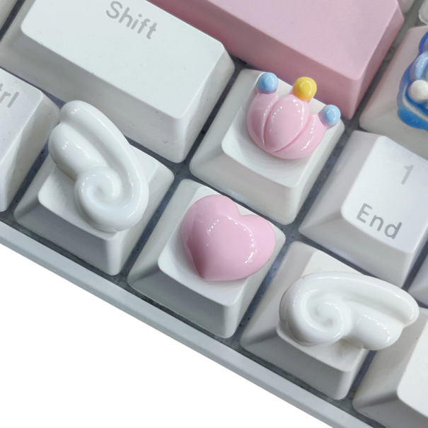Krytky na směrové klávesy dekorativní 4 ks PBT růžovo bílé designové keycaps pro mechanickou klávesnici herní i kancelářské 1