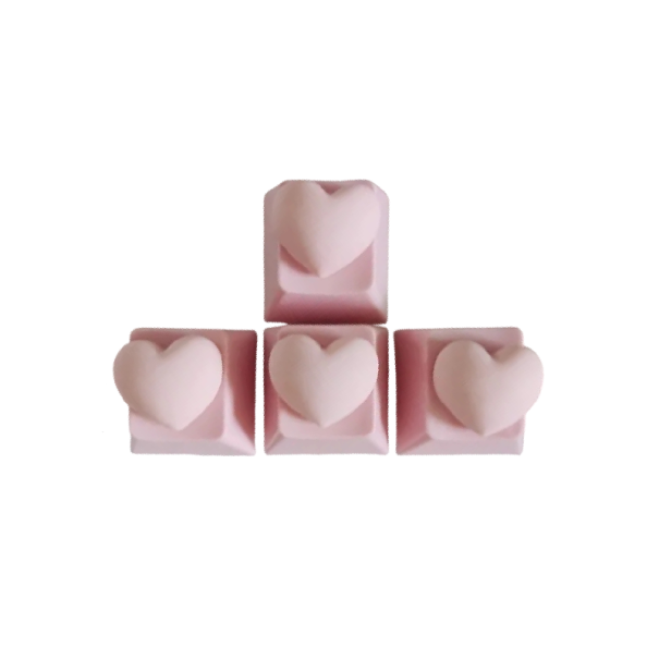 Krytky na směrové klávesy srdce dekorativní 4 ks PBT světle růžové keycaps pro mechanickou klávesnici herní i kancelářské 1