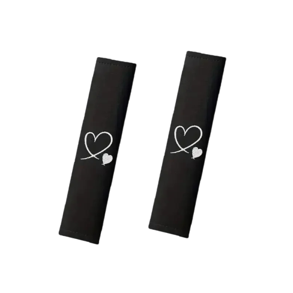 Kryty bezpečnostního pásu Love měkké chrániče ramen 2 ks černé pohodlné návleky na pás do auta pro komfortní jízdu 1