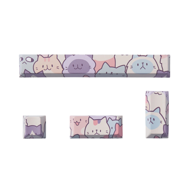 Kryty kláves kočičí motiv 4 ks PBT pro Cherry spínače pastelové keycaps pro mechanickou herní klávesnici set 1