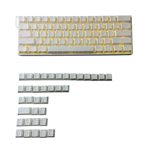 Kryty kláves konturové linie 97 ks PBT Cherry profil pro MX spínače RGB keycaps mechanická klávesnice topografický styl bílá