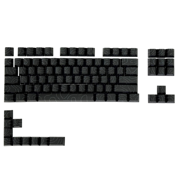 Kryty kláves konturové linie 97 ks PBT Cherry profil pro MX spínače RGB keycaps mechanická klávesnice topografický styl černá