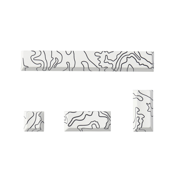 Kryty kláves s topografickým vzorem 4 ks PBT pro Cherry spínače bílé keycaps pro mechanickou herní klávesnici set 1