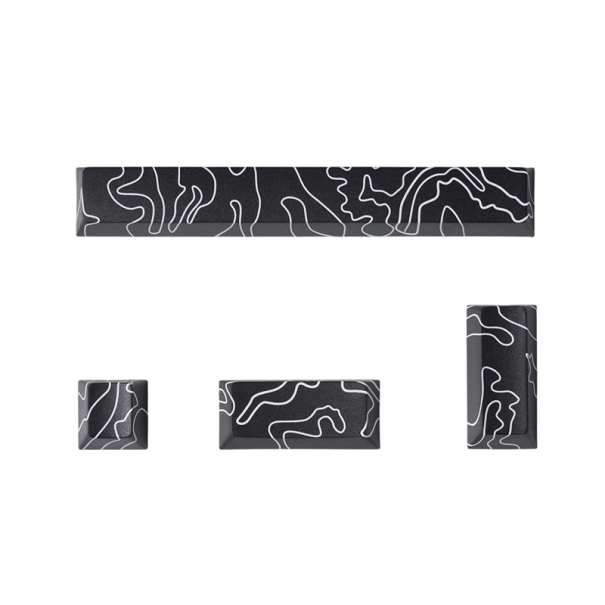 Kryty kláves s topografickým vzorem 4 ks PBT pro Cherry spínače černé keycaps pro mechanickou herní klávesnici set 1