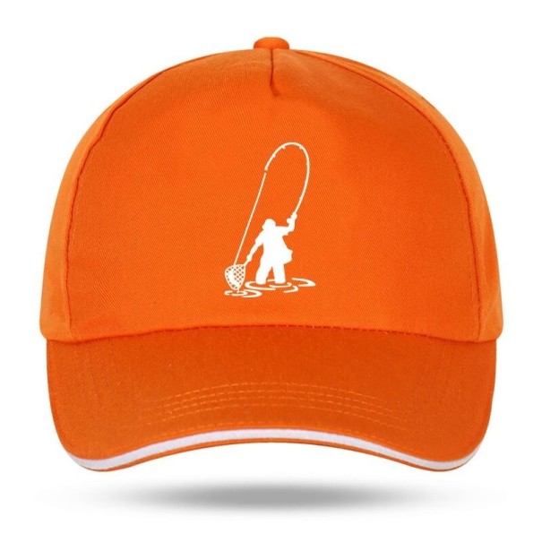 Kšiltovka s rybářem oranžová 1
