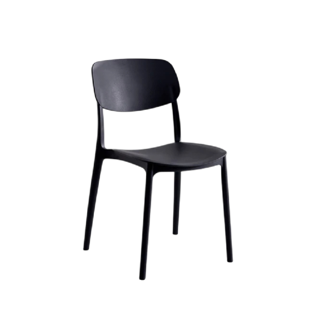 Küchen-Essstuhl mit geformter Rückenlehne und profiliertem Sitz Kunststoffkonstruktion Ohne Armlehnen Für die Küche und das Esszimmer sowie das Büro schwarz