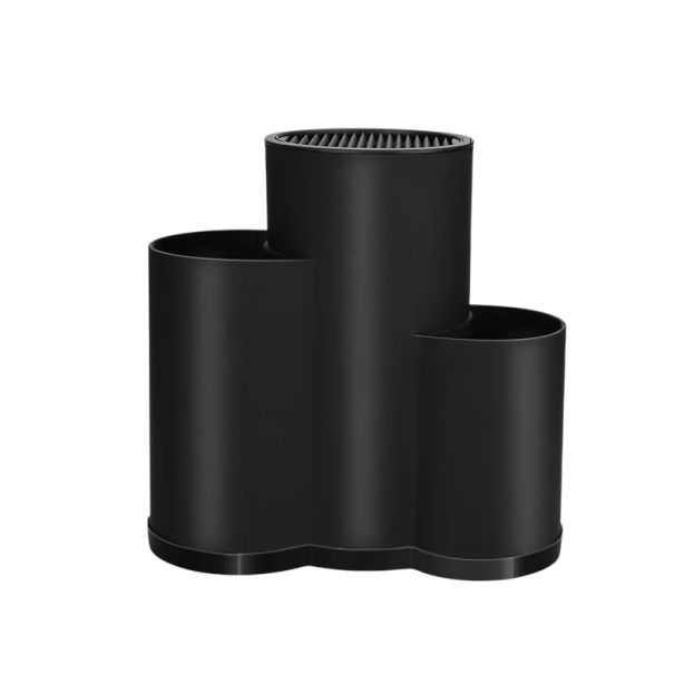 Kuchyňský stojan na nože a náčiní 23 x 22,5 cm Tříotvorový blok na nože a kuchyňské potřeby Organizér se samostatným odtokem černá