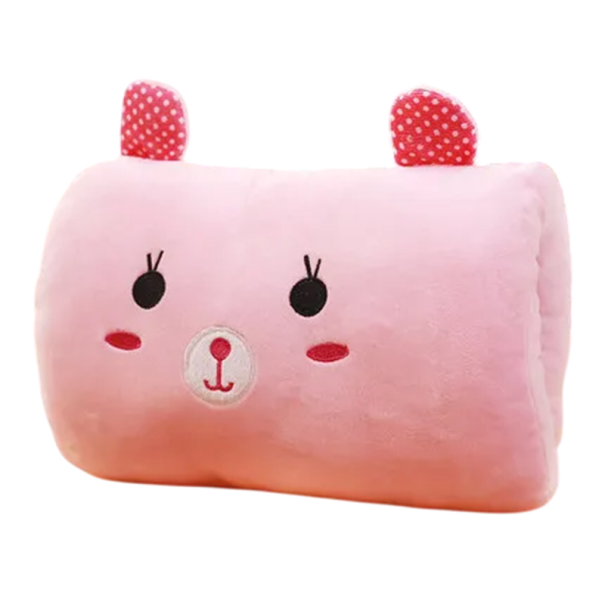 Kudde med hål för handen 32 x 21,5 cm Rosa plyschkudde med kaninmotiv Söt presentkudde för att sova och koppla av 1