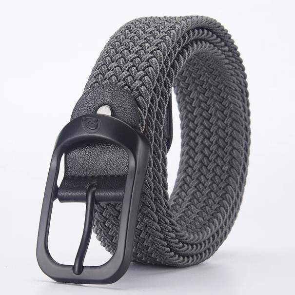Kudottu joustava vyö, unisex 3,3 cm Musta tekstiilivyö metallisoljella Joustava muotiasuste farkuille, housuille ja shortseille harmaa 100 cm