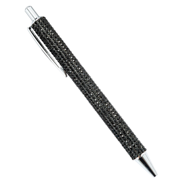Kugelschreiber 14,4 cm Roségoldener Metallstift mit Strasssteinen Edler Hochzeits- und Geschenkstift Luxuriöse Schreibgeräte für Büro schwarz