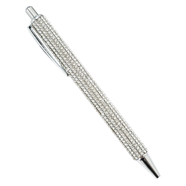 Kugelschreiber 14,4 cm Roségoldener Metallstift mit Strasssteinen Edler Hochzeits- und Geschenkstift Luxuriöse Schreibgeräte für Büro und Schule silbern