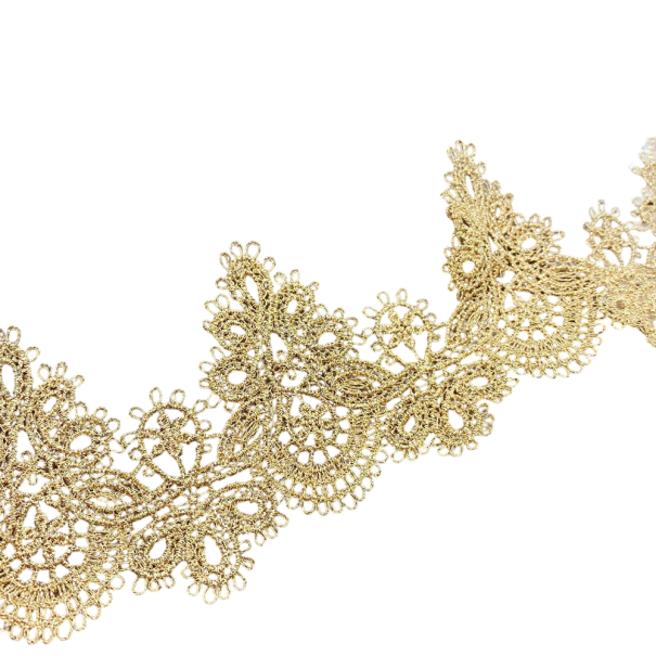 Kukkakuvioinen pitsikangas 91 cm leveä 6 cm Polyesteri koristeellinen pitsi kukkakuviolla ompeluun vaatteiden koristeluun tekstiilikoristeet kultainen