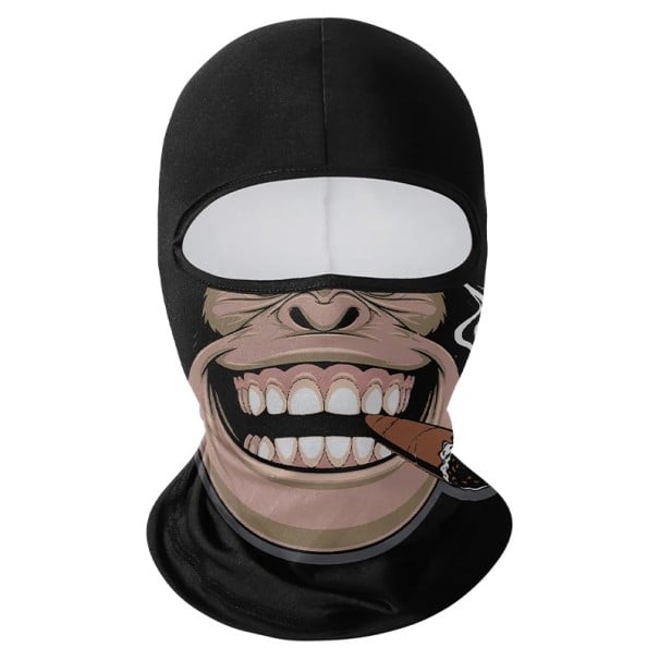 Kukla balaclava con motivo de mono y cigarro 42,5 x 23 cm poliéster negro protección facial contra el sol y el polvo para deporte 1