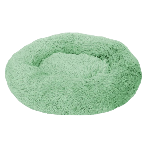 Kulatý chlupatý pelíšek pro psy a kočky 40 cm zelená