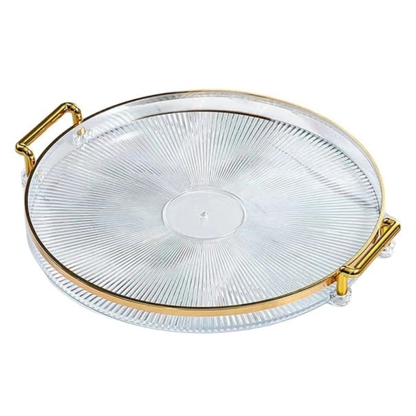 Kulatý dekorativní plastový podnos s úchyty 27 cm délka 29,5 cm tác na kosmetiku do koupelny obývacího pokoje a pro servírování bílá