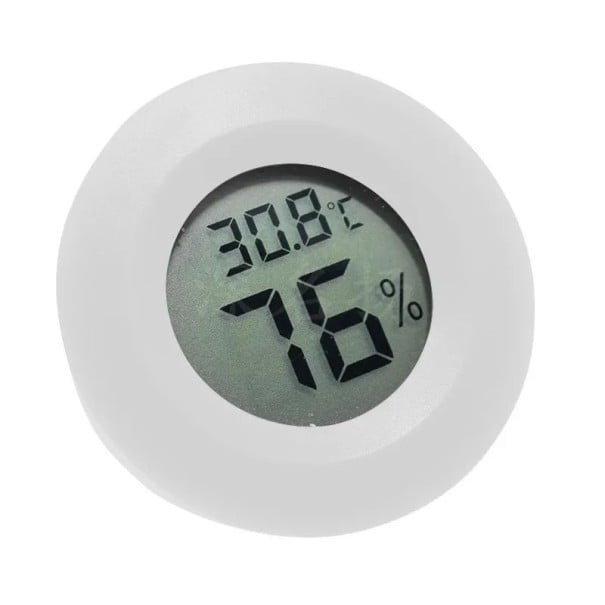 Kulatý digitální teploměr a vlhkoměr 45 mm pro terária a akvária bez vody s LCD displejem a baterií pro sledování teploty a vlhkosti bílá
