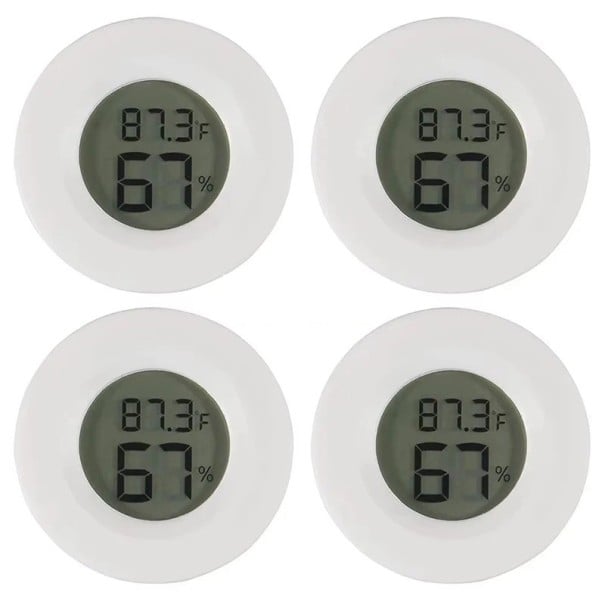 Kulatý digitální teploměr s vlhkoměrem Ø 45 mm Přepínání °C/°F LCD displej 4 ks bílá