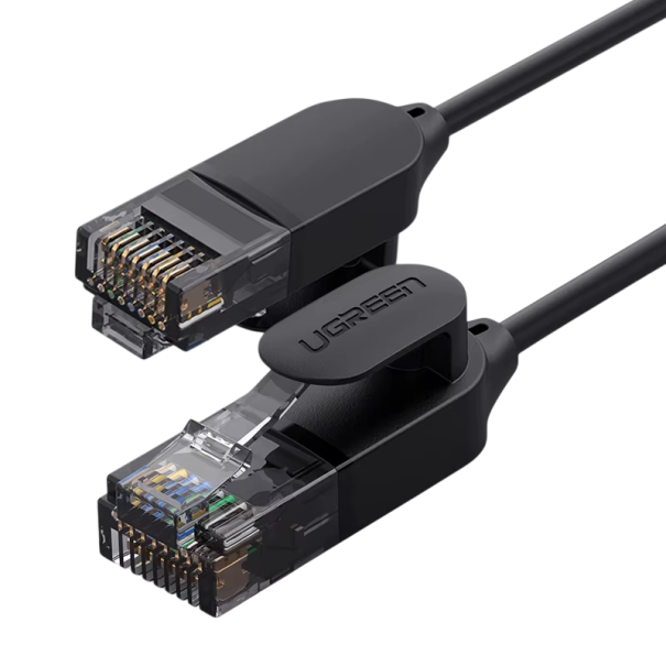 Kulatý internetový kabel Cat6A 10Gbps 1 m UTP RJ45 500MHz černý ultratenký patch kabel pro propojení PC routeru a TV zařízení 1