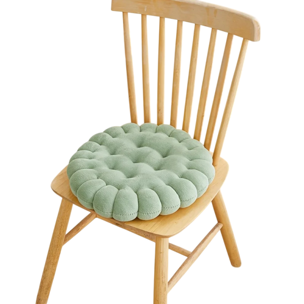 Kulatý mäkký sedací vankúš 38 × 38 × 6 cm 3D štruktúrovaný podsedák na podlahu, stoličku aj pohovku pre pohodlné sedenie zelená