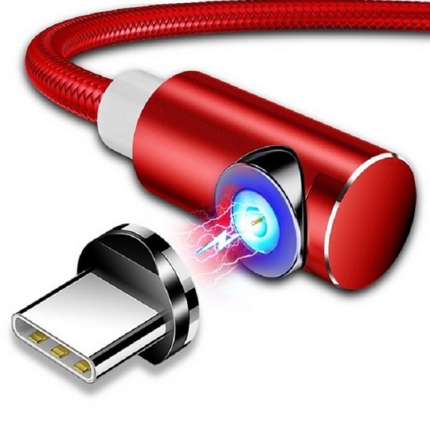 Kulmainen magneettinen USB-kaapeli punainen 2 m 2