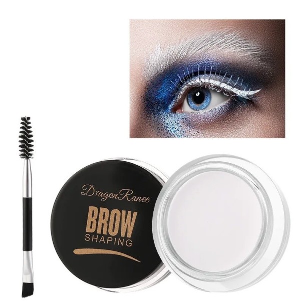 Kulmakarvojen muotoiluvoidegeeli siveltimellä ja harjalla Kulmakarvojen muotoilukorjain Kulmakarvojen muotoilugeelivoide valkoinen